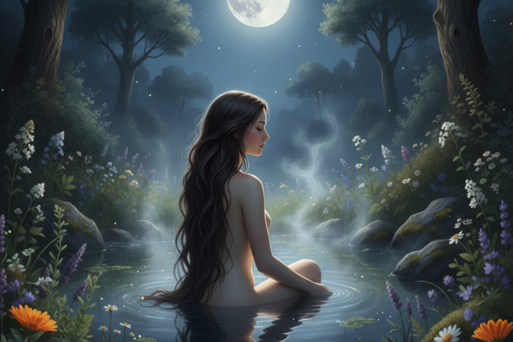KI generiertes Bild einer Mondfrau im Wasser